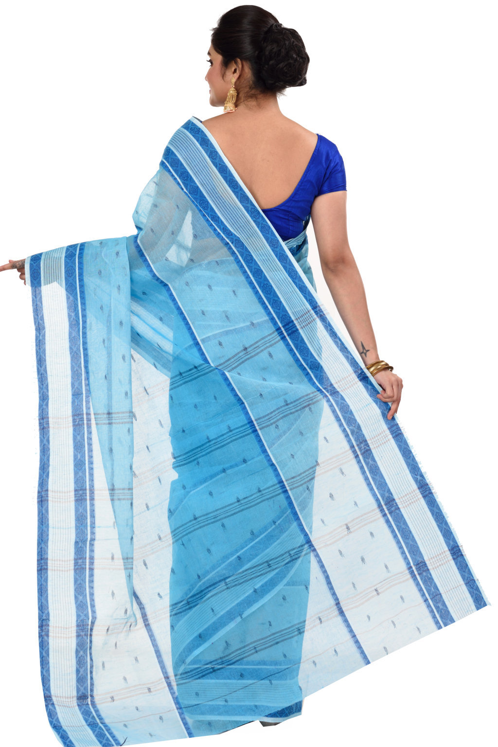 Blue Pure Cotton Debdash Tant Saree (1850)